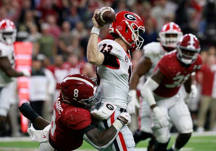 Christian Harris makes a hit in the National Championship Game